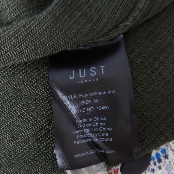 Just Female Women's Fuju Roll Neck Ribbed Knit Long Sleeves Sweater Green Size M - Picture 7 of 9